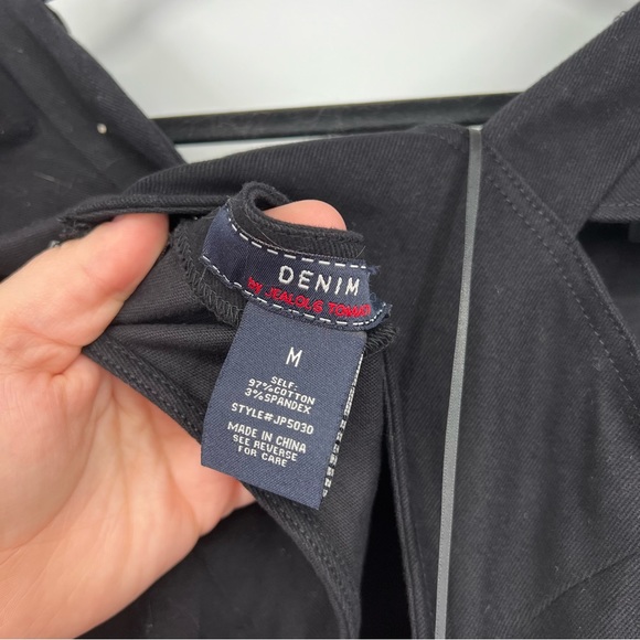 Jealous Tomato Denim Black Cutout Ruffle Sleeveless Wide Leg Overall Jumpsuit - Picture 6 of 9